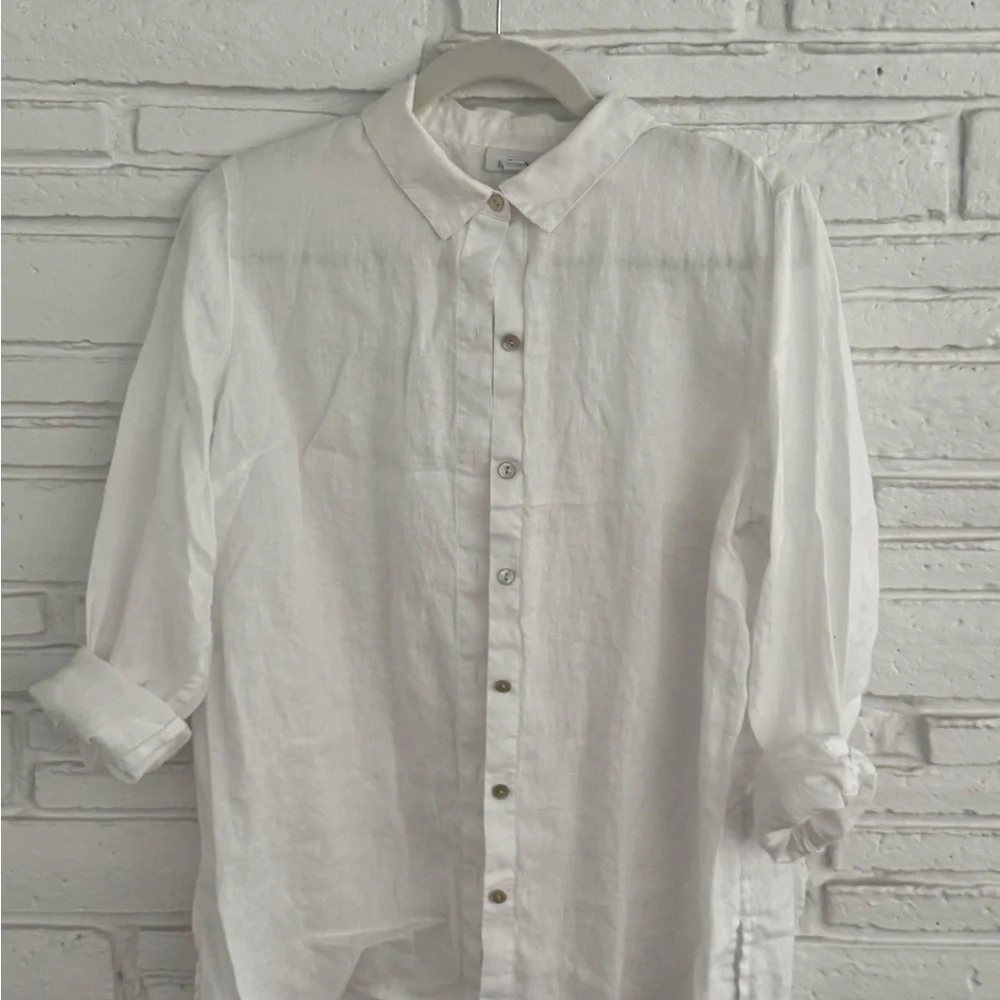 J. Jill Everyday Linen Button Down Blouse - Medium - Picture 3 of 5